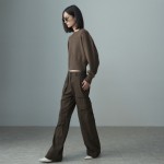 PUFFED SLEEVE KNIT TOP BROWN