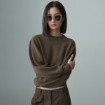 PUFFED SLEEVE KNIT TOP BROWN