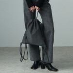 2 WAY LEATHER STRING BAG DARK GRAY