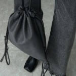 2 WAY LEATHER STRING BAG DARK GRAY