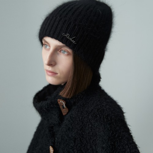 SOFT ANGORA KNIT BEANIE BLACK