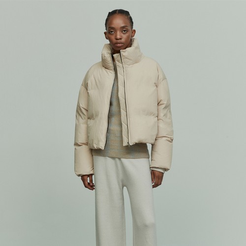 FUNNEL NECK PUFFER DOWN JACKET BEIGE